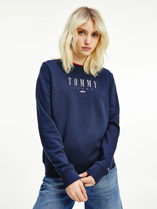 Tommy Jeans dámska tmavomodrá mikina REGULAR ESSENTIAL LOGO