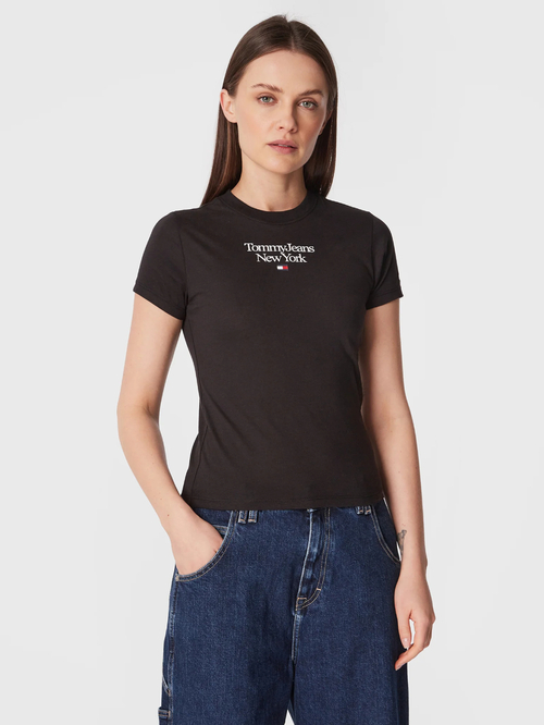 Tommy Jeans dámske čierne tričko ESSENTIAL LOGO