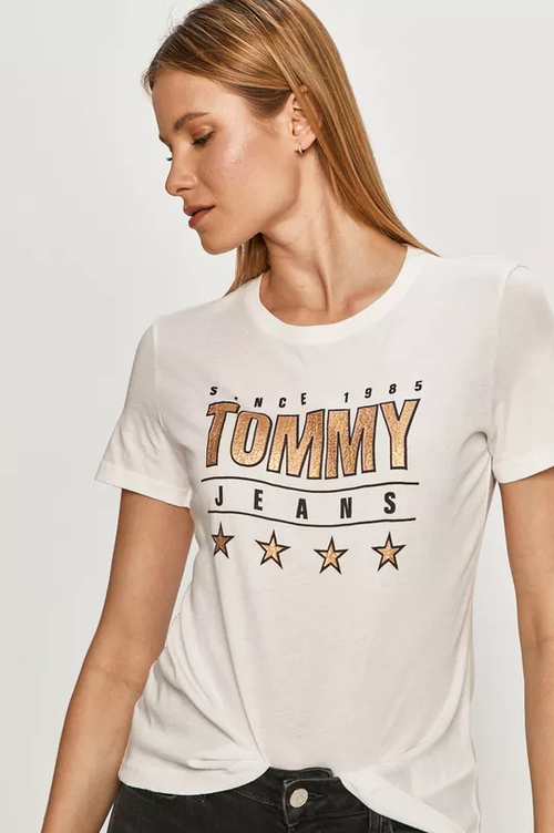 Tommy Jeans dámske biele tričko METALLIC