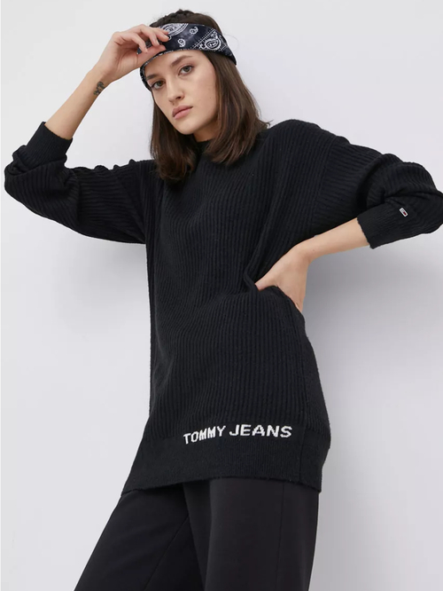 Tommy Jeans dámsky čierny sveter LOFTY TURTLENECK