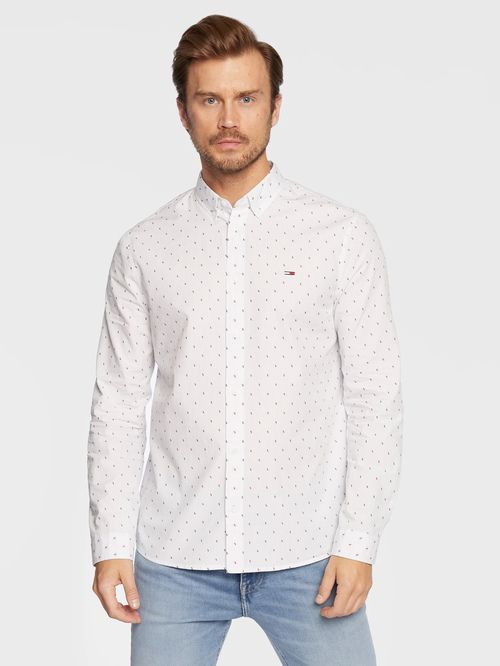 Tommy Jeans pánska biela košeľa ESSENTIAL DOBBY