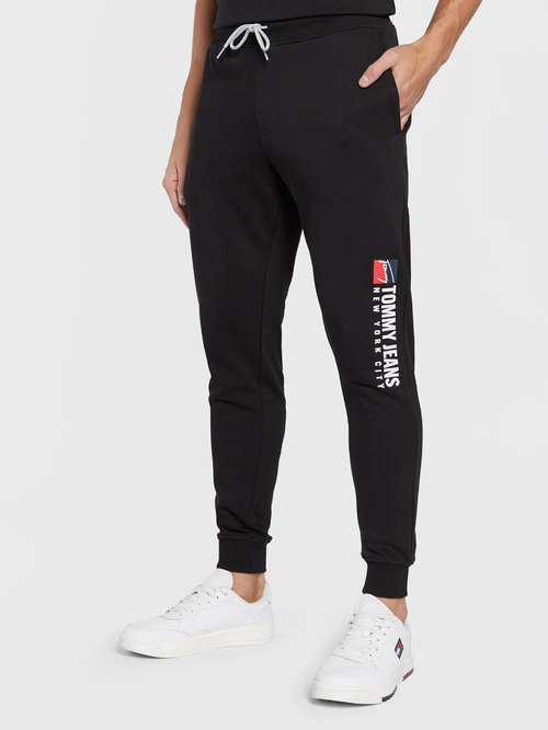 Tommy Jeans pánske čierne tepláky ENTRY ATHLETICS