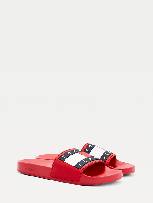 Tommy Jeans pánske červené šľapky Flag