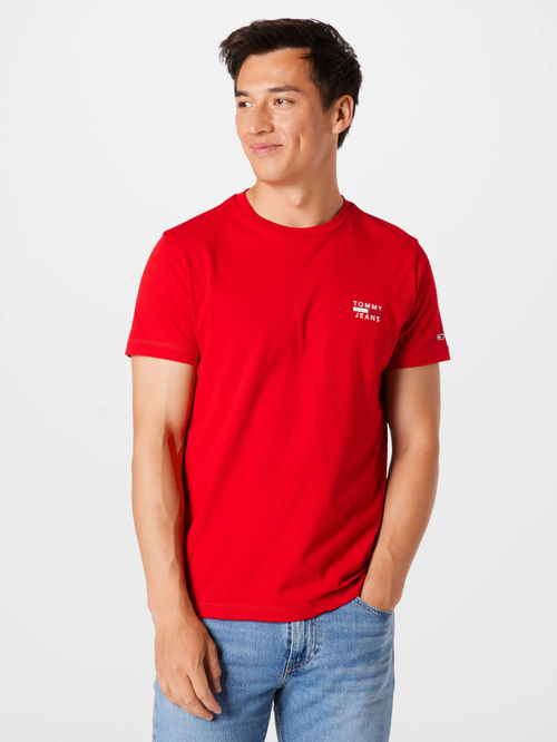 Tommy Jeans pánske červené tričko CHEST LOGO
