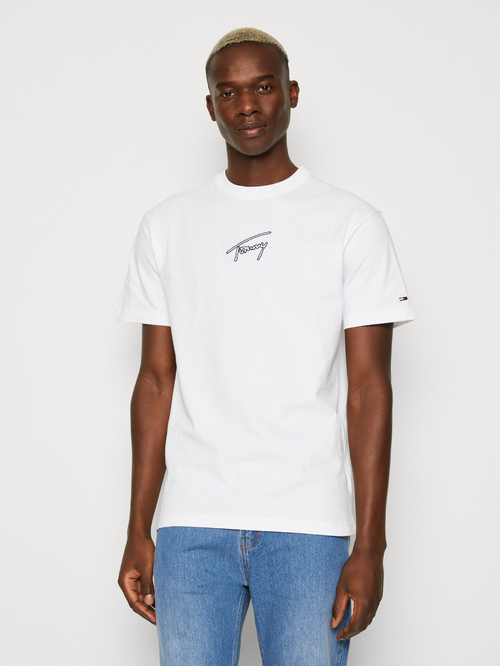 Tommy Jeans pánske biele tričko SIGNATURE