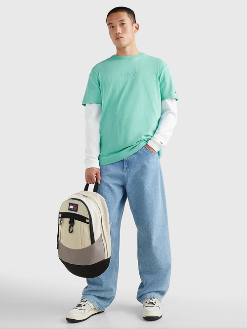 Tommy Jeans pánske zelené tričko SIGNATURE 
