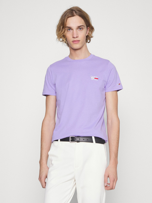 Tommy Jeans pánske svetlofialové tričko CHEST LOGO
