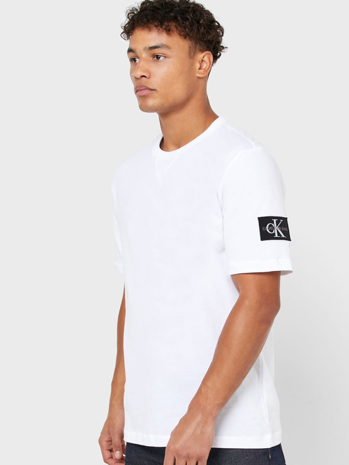 Calvin Klein pánske biele tričko Badge