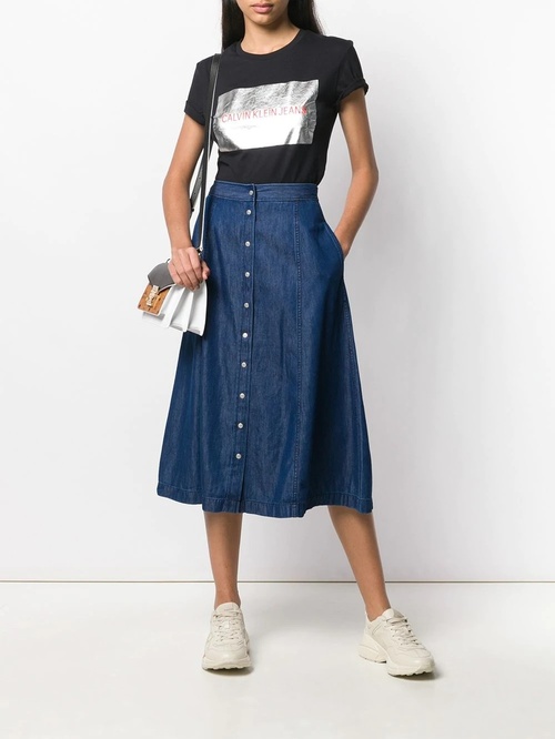 Calvin Klein dámska zapínacie džínsová sukňa Indigo
