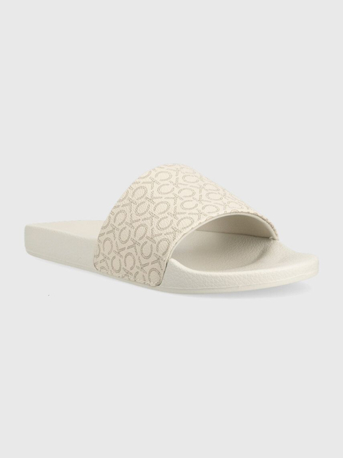 Calvin Klein dámske béžové šľapky POOL SLIDE - MONO