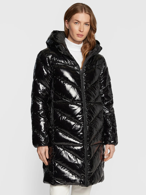 Calvin Klein dámsky čierny lesklý kabát