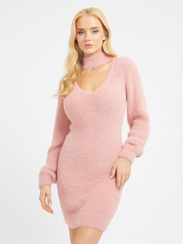 Guess dámske ružové pletené šaty