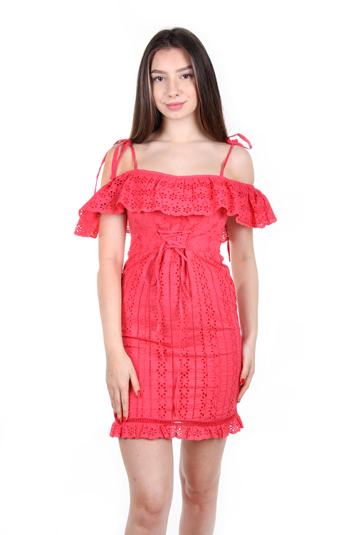 Guess dámske ružové čipkované šaty
