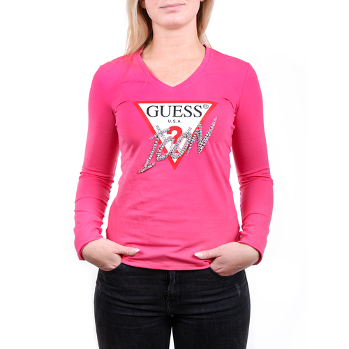 Guess dámske ružové tričko s dlhým rukávom