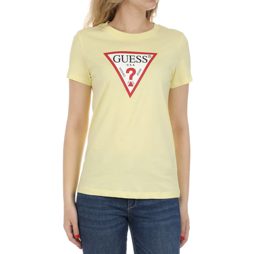 Guess dámske svetložlté tričko Triangle