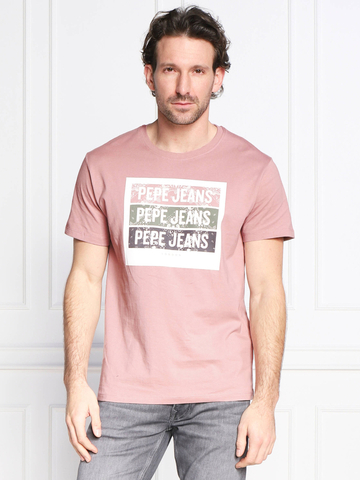 Pepe Jeans pánske ružové tričko Acee