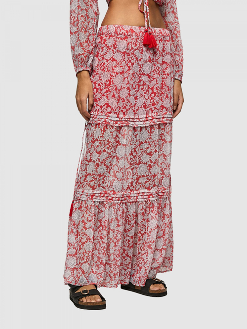 Pepe Jeans dámska červenobiela vzorovaná sukňa