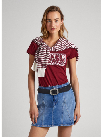 Pepe Jeans dámske vínové tričko