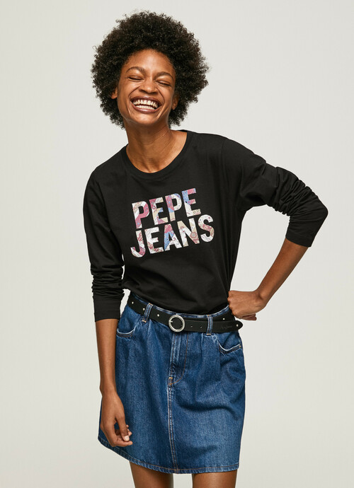 Pepe Jeans dámske čierne tričko s potlačou LUNA