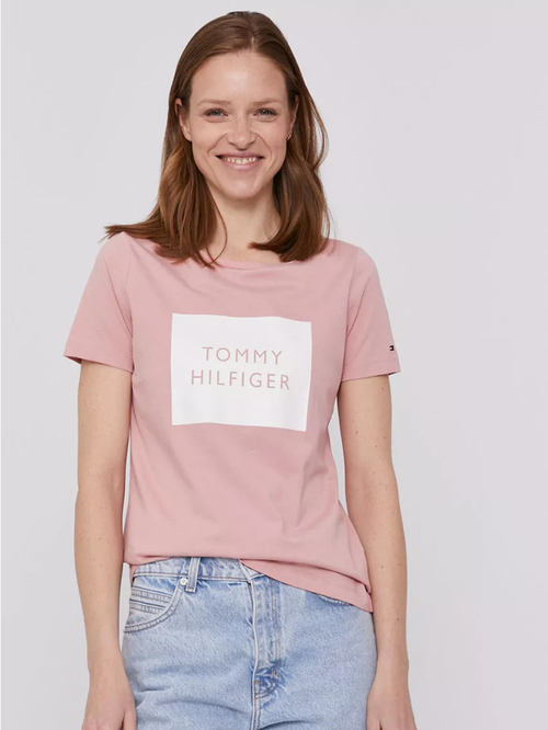 Tommy Hilfiger dámske ružové tričko Box