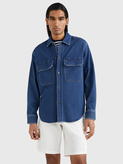 Tommy Hilfiger pánska modrá džínsová košeľa