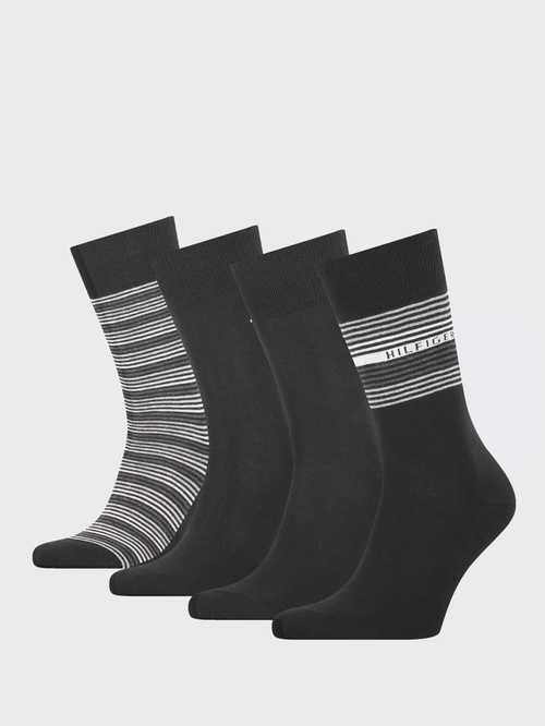 Tommy Hilfiger pánske čierno šedé ponožky Box 4 pack