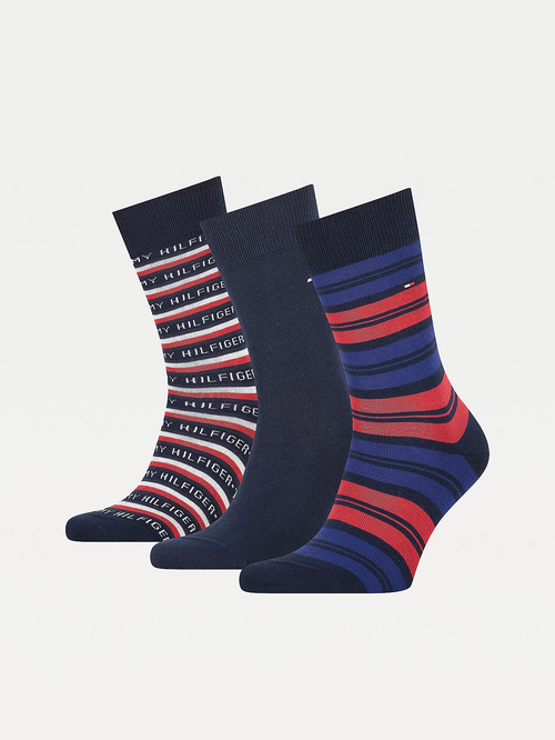 Tommy Hilfiger pánske modro červeno biele ponožky Box 3 pack