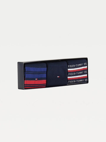 Tommy Hilfiger pánske modro červeno biele ponožky Box 3 pack