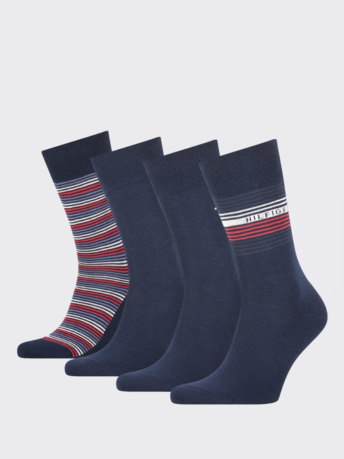 Tommy Hilfiger pánske modro červeno biele ponožky Box 4 pack