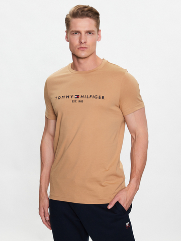 Tommy Hilfiger pánske hnedé tričko Logo