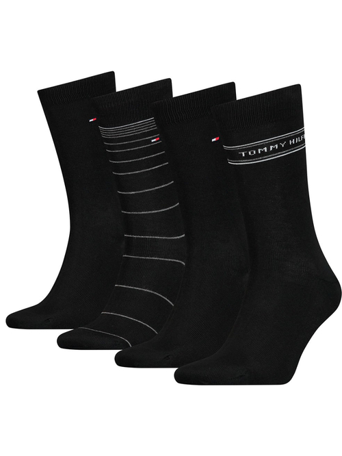 Tommy Hilfiger pánske čierne ponožky 4 pack