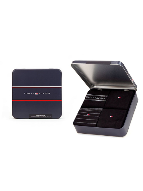 Tommy Hilfiger pánske čierne ponožky 4 pack