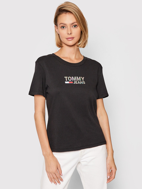 Tommy Jeans dámske čierne tričko Metallic
