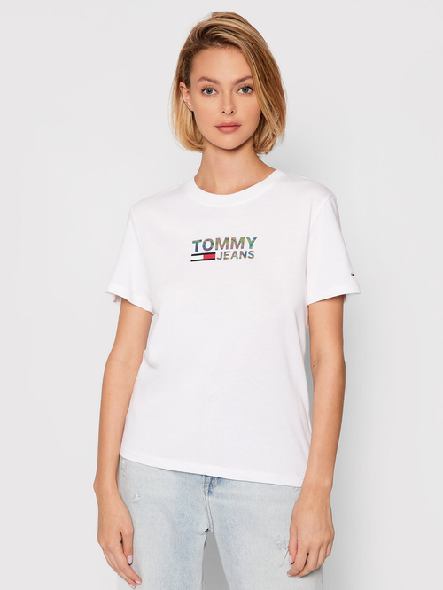 Tommy Jeans dámske biele tričko Metallic