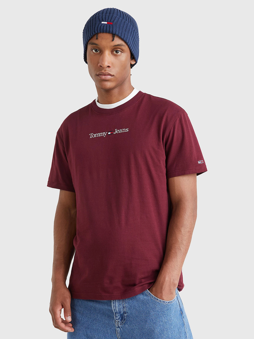 Tommy Jeans pánske vínové tričko