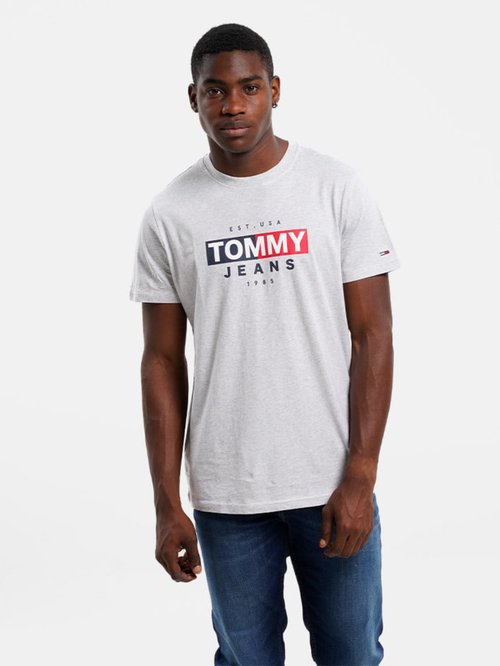 Tommy Jeans pánske šedé tričko ENTRY FLAG