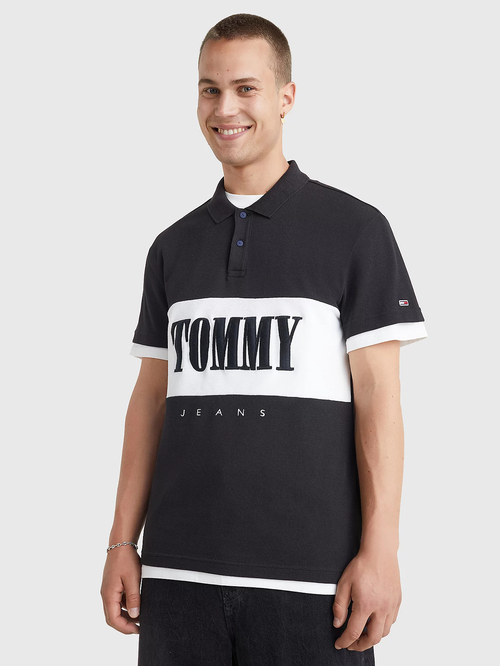 Tommy Jeans pánske čierne polo tričko