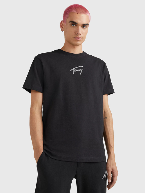 Tommy Jeans pánske čierne tričko SIGNATURE