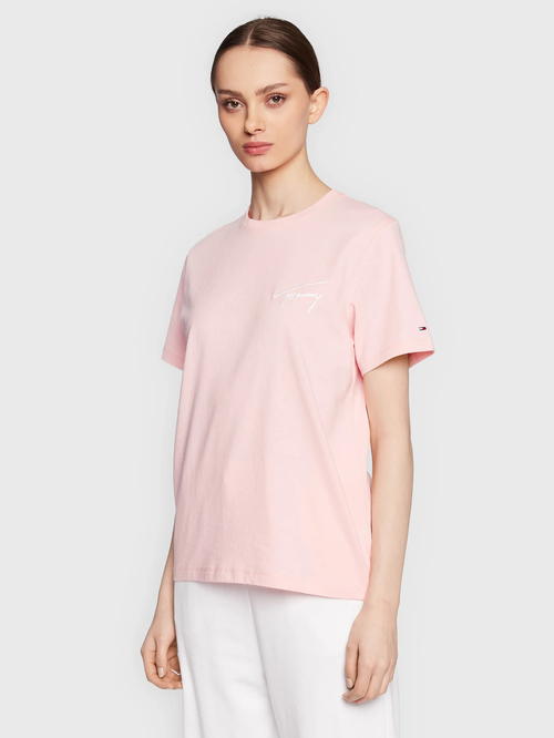 Tommy Jeans dámske ružové tričko SIGNATURE