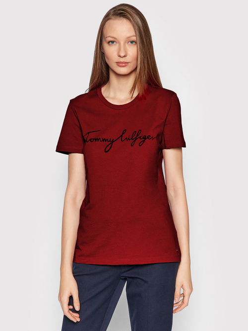Tommy Hilfiger dámske tmavočervené tričko