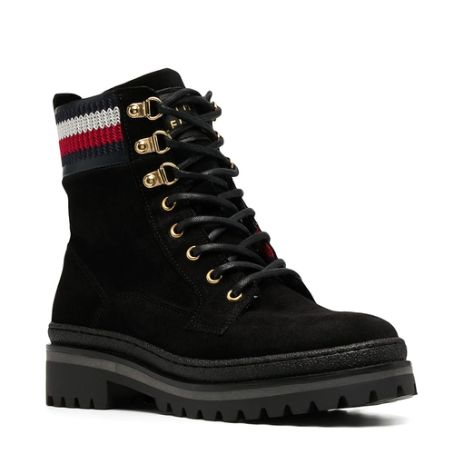 Tommy Hilfiger dámske čierne šnurovacie topánky Rugged
