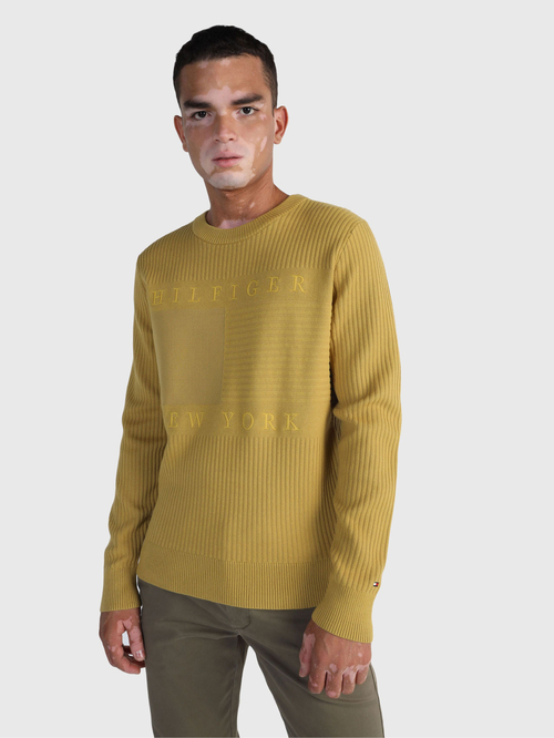 Tommy Hilfiger pánsky horčicový sveter