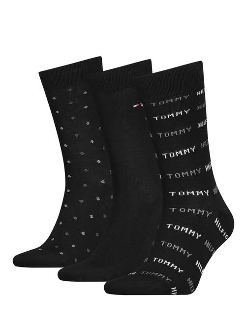Tommy Hilfiger pánske čierne ponožky 3 pack
