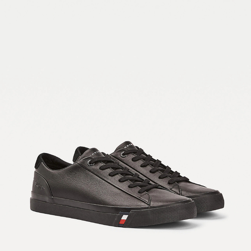 Tommy Hilfiger pánske čierne kožené tenisky Corporate