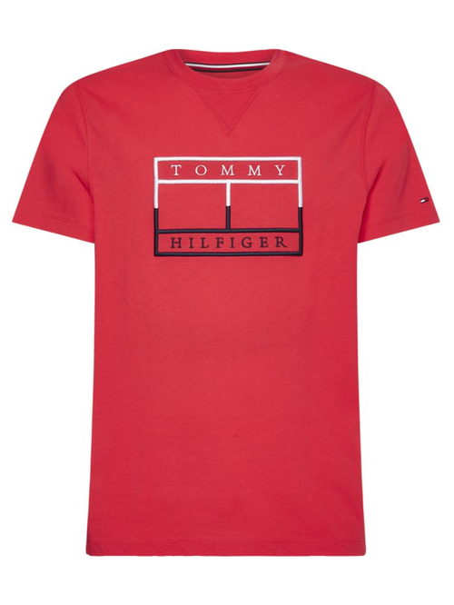 Tommy Hilfiger pánske červené tričko Outline