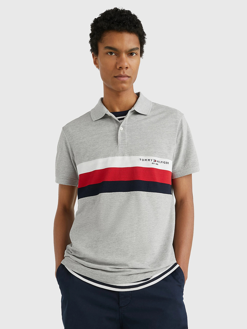 Tommy Hilfiger pánske šedé polo tričko