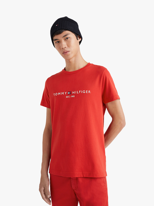 Tommy Hilfiger pánske oranžovočervené tričko Logo