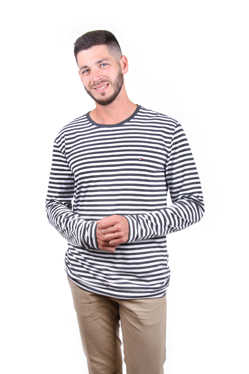Tommy Hilfiger pánske pruhované tričko Sleeve s dlhým rukávom