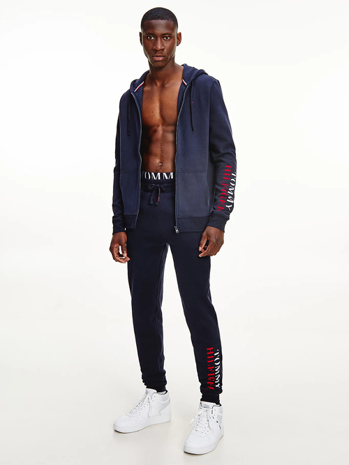 Tommy Hilfiger pánska tmavomodra mikina s kapucňou na zips