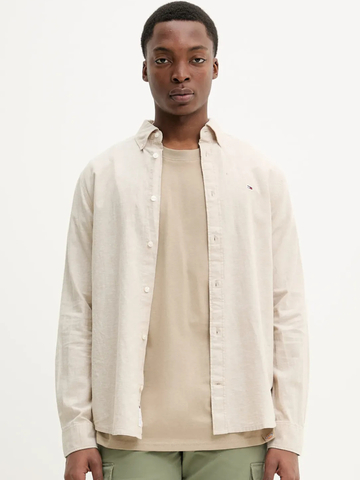 Tommy Jeans pánska béžová košeľa